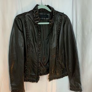 Brown Ruffled leather jacket
